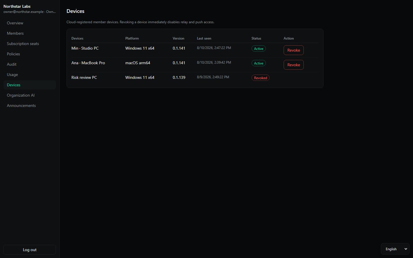 AgentDeck Enterprise registered devices
