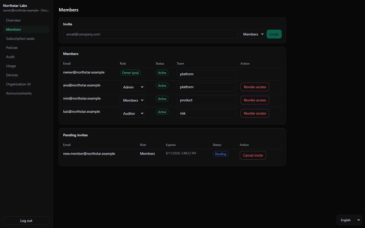 AgentDeck Enterprise members and invitations