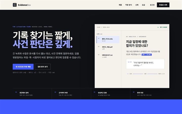 EvidenceBox legal matter review interface