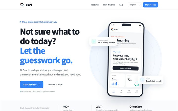FitCoach personalized AI fitness coaching interface