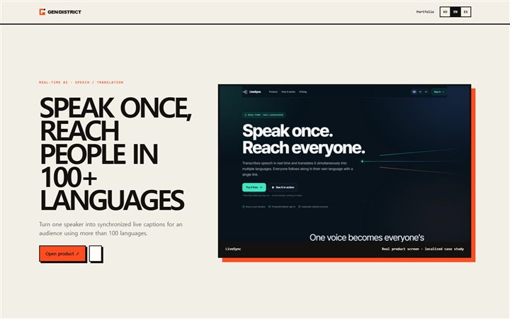 LiveSync real-time interpretation and captions interface